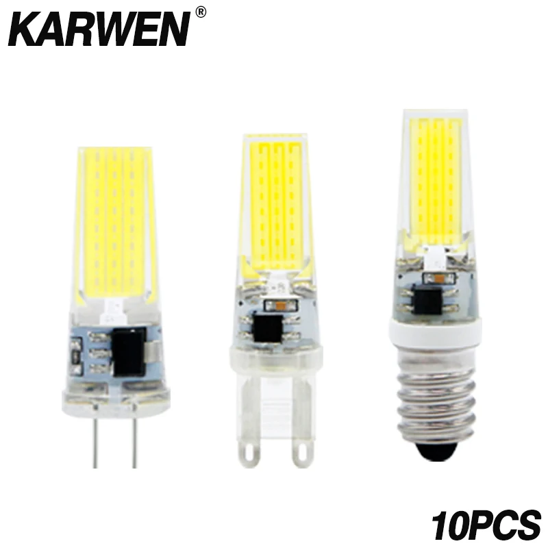 

10pcs/lot LED Lamp G4 G9 E14 AC/DC 12V 220V 3W 6W 9W High Quality LED G4 COB LED Bulb replace Halogen Spotlight Chandelier