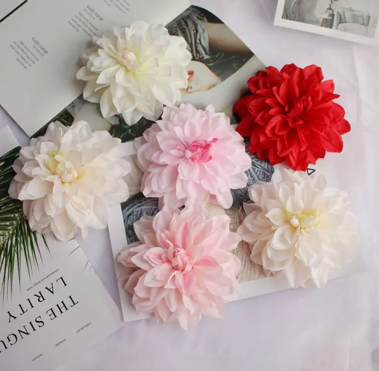 20pcs high quality silk artificial flower dahlia corsage flower head wedding car decoration DIY home decoration flower supplies