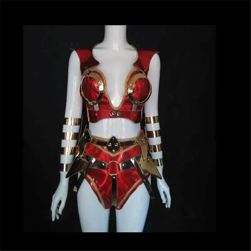 Sexy Red women space future robot dance costume Gogo DS nightclub bart party stae wears