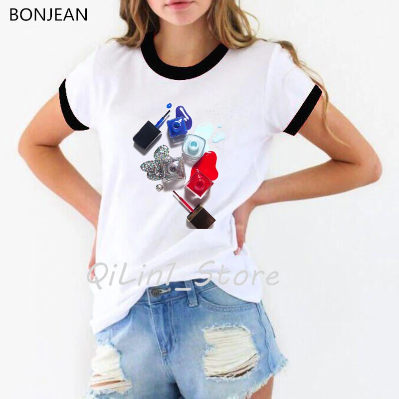 Women Clothes 2024 Nail Polish T Shirt Femme 90s Aesthetic Art Print Tshirt Female Camiseta Mujer T-Shirt Streetwear