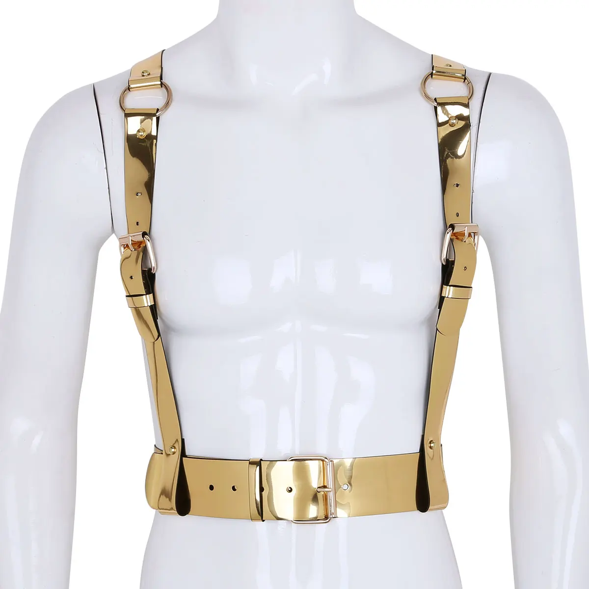 Harness for Mens Womens Hot Punk Waist Braces Leather Y Shape Body Waist Belts with Metal O-rings Cosplay Bar Costume Clubwear