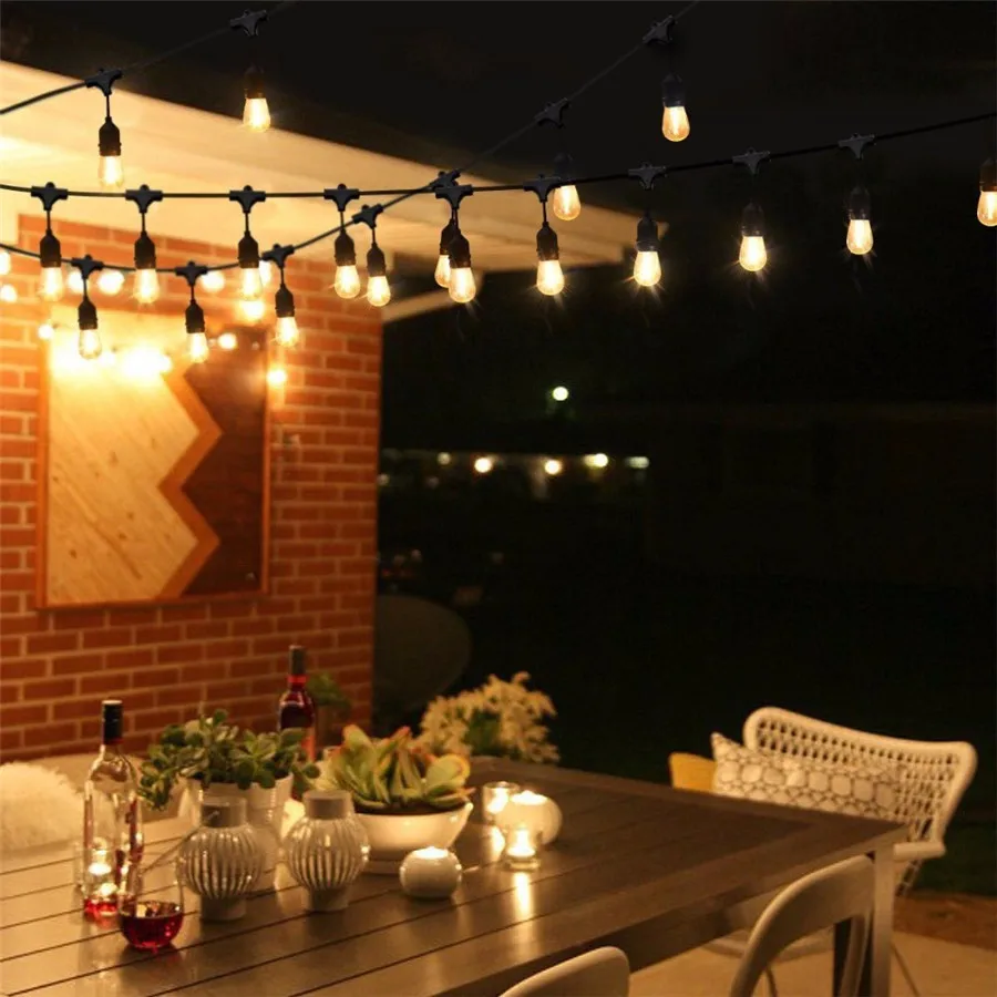 Thrisdar 9M 10PCS 11W Globe Bulbs Outdoor String Light S14 Commercial Grade E27 Street Garden Patio Backyard String Garland