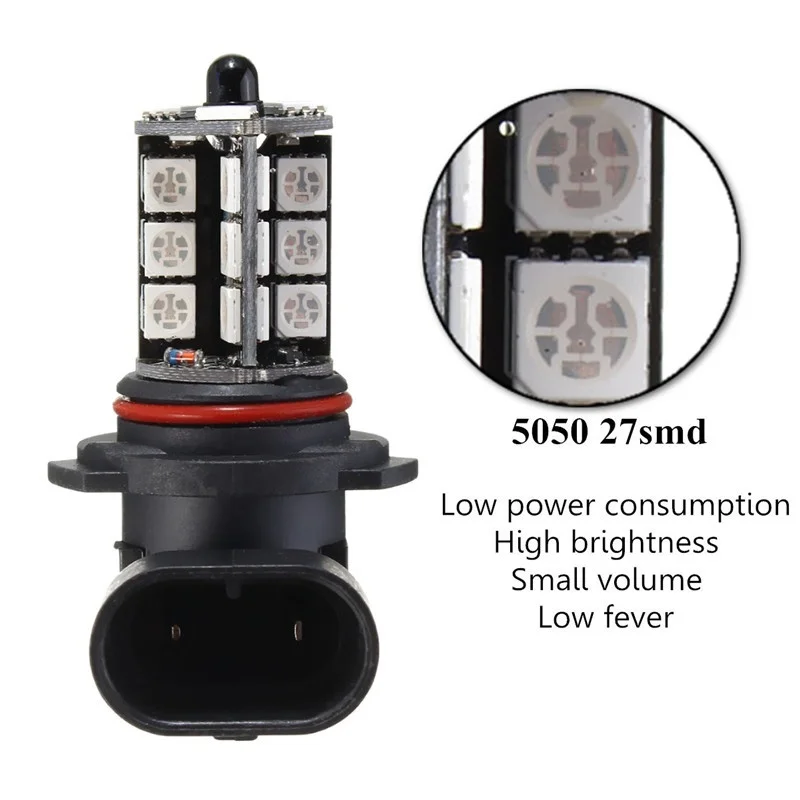 QCDIN 2Pcs Car Signal Lamp RGB 5050 LED Car Fog Light Reverse Light Bulb with Remote Control DC 12V H4 H7 H8/H11 9005 9006