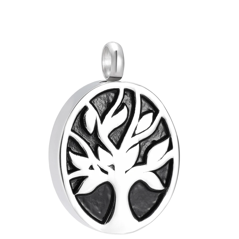 Elegant Tree engraved Stainless Steel  Memorial Pendant Necklace Cremation  Ash Holder Charm Human Pet Ashes Jewelry  CMJ9421