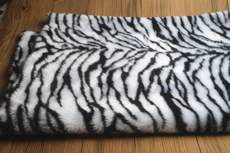 160*50 cm 2 centimetri a pelo lungo Jacquard Volpe imitazione faux fur tessuto, zebra di stampa jacquard fuax pelliccia peluche tessuto per patchwork
