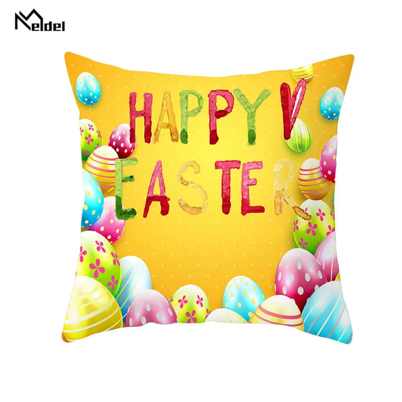 Happy Easter Eggs Rabbit Cushion Cover for Decor Pillows Easter Sofa Bed Home Decoration Festival Pillow Case 1PC Cushion Covers