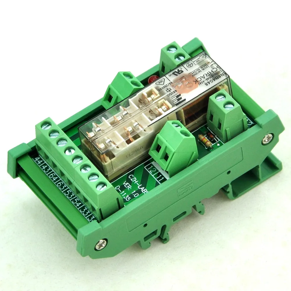 DIN Rail Mount Safety Relay Module, 48V AC/DC, SR6B4048, 4PST-NO DPST-NC.