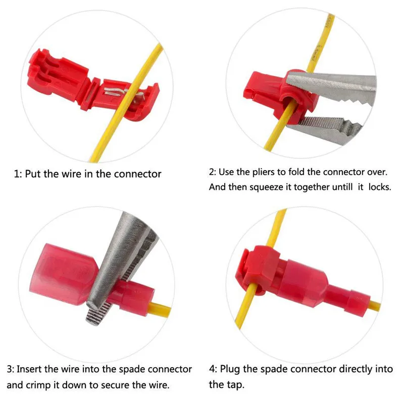 120 PCS T Tap Electrical Connectors Quick Wire Splice Taps and Insulated Male Quick Disconnect Terminals (Yellow, Red Blue) image 4