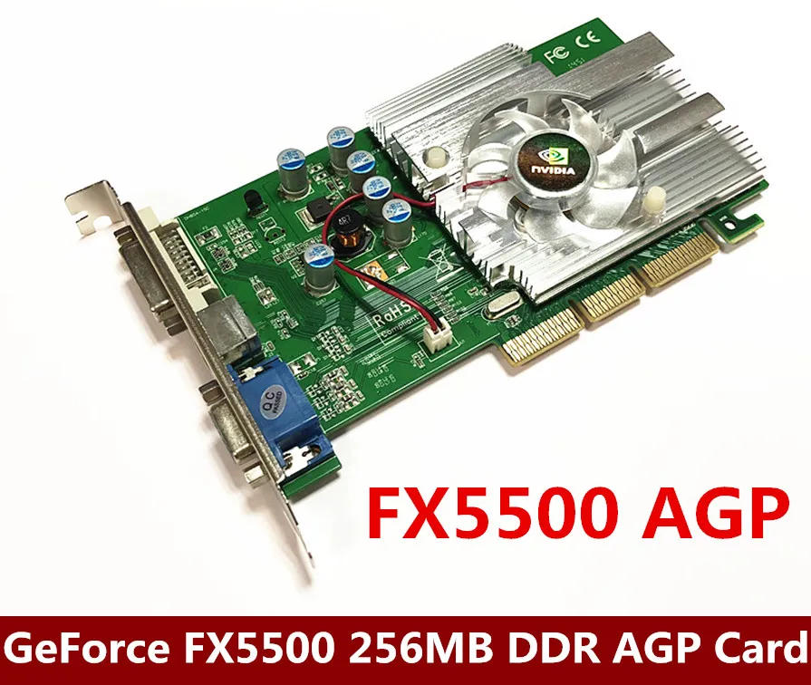 5pcs/lot Direct from Factory NEW GeForce FX5500 256MB DDR AGP 4X 8X VGA DVI Video Card with Free Shipping