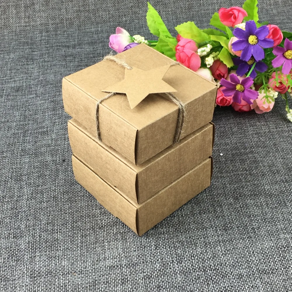 Fashion Jewelry Carrying Case With Pentagram Hang Tags Gift Boxes Blank Power 100PC/Lot Kraft paper Box Accept Custom Logo