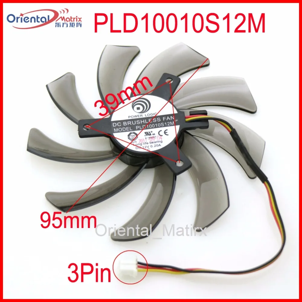 Free Shipping PLD10010S12M 12V 0.20A 95mm VGA Fan 3Pin For Gigabyte GVN550WF2 N56GOC R667D3 R777OC Graphics Card Cooling Fan