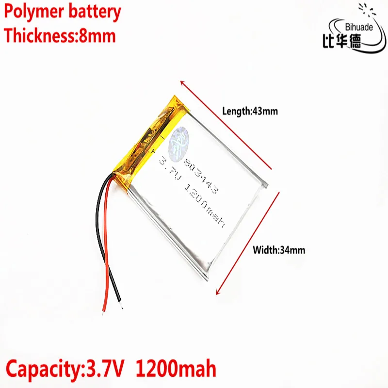 Liter energy battery Good Qulity 3.7V,1200mAH 803443 Polymer lithium ion / Li-ion battery for tablet pc BANK,GPS,mp3,mp4