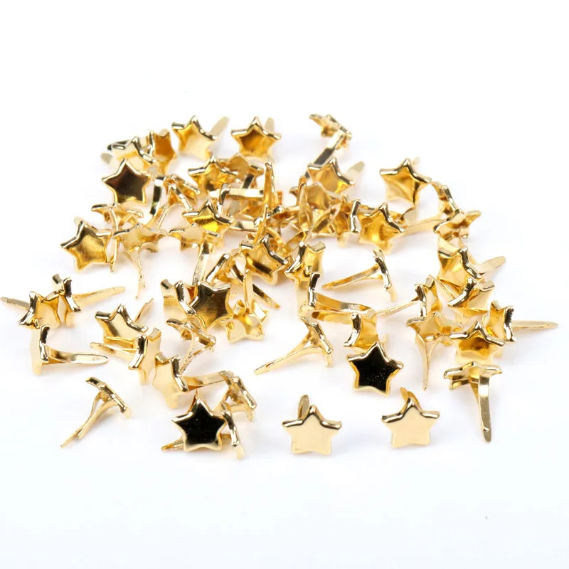 Gold Star Brads Scrapbooking Embellishment Fastener Brads Metal Crafts For Diy handmade Decoration 8mm 40PCs MZ232-26