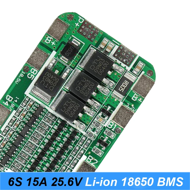 Turmera 6S 21.6V 25.2V 15A BMS Lithium Battery Protection Board for 24V 25V Screwdriver Shurika and Vacuum Cleaner Battery Pack