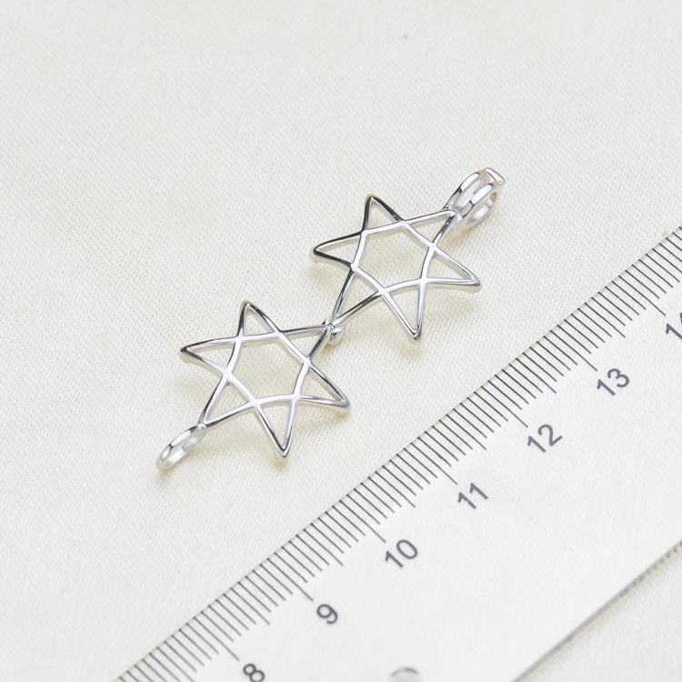 S925 Sterling Silver Cage Pendant Star Design Pearl Pendant Holder Women DIY Handmade Pendant Settings For Pearl Party 3Pcs/Lot