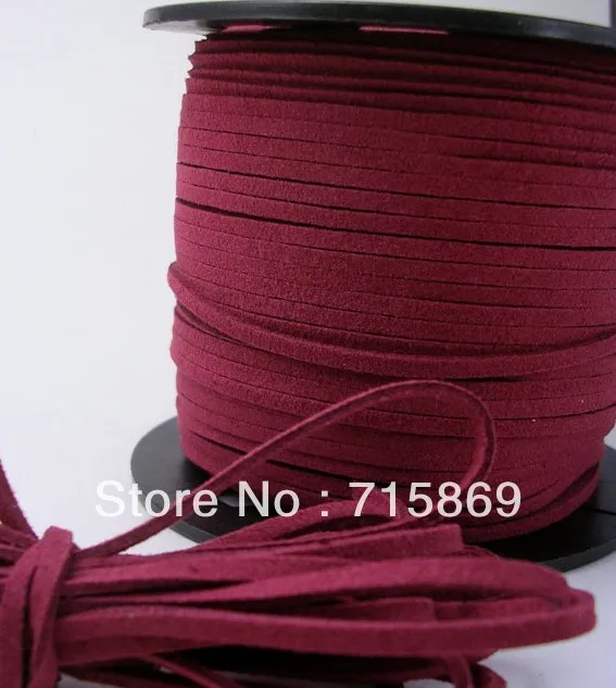 

Free Shipping 100 YARD 3MM*1.5MM Wine Red Faux Suede Cord Flat Leather Cord for DIY Necklace and Bracelets