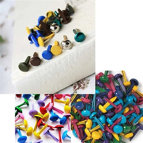 100Pcs Mixed Color Scrapbooking Card Making Craft DIY Round Mini Iron Brads ！