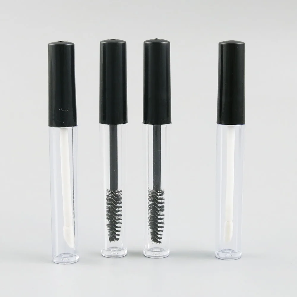 

20x 3ml Empty Sample Transparent Mascara Eyelash Growth Tube Eyeliner Bottle Lip Gloss Vials Containers with White / Black Brush