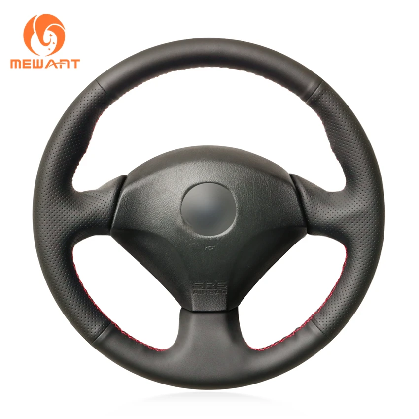 

MEWANT Black Genuine Leather Sew Wrap Steering Wheel Cover for Honda S2000 Civic Type R Integra Insight Civic SI Acura RSX 2000-