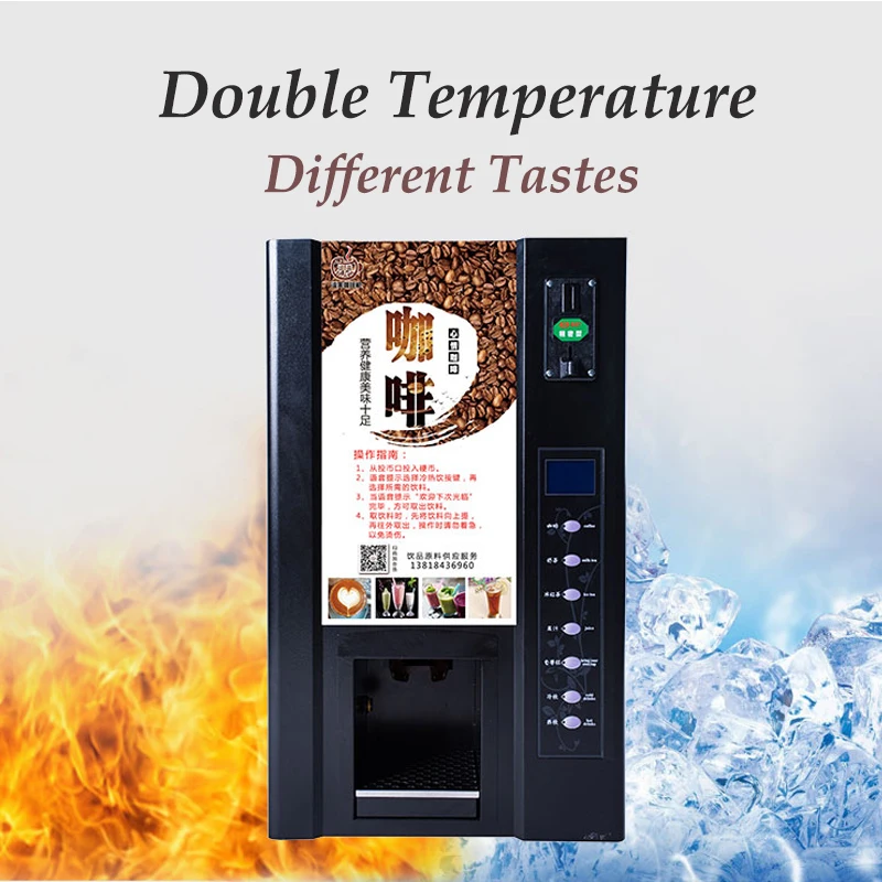 Máquina de café expendedora comercial, autoservicio, máquina de bebidas con monedas frías/calientes, cafetera instantánea completamente automática, MM801