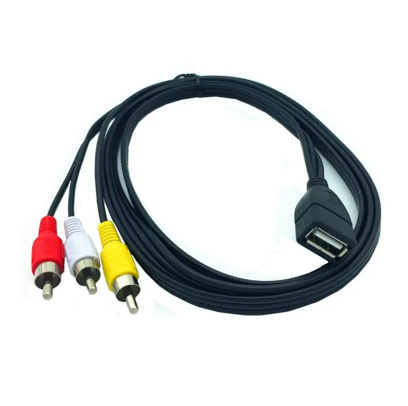 5ft 1.5m 0.2m 0.5m USB A Female to 3 RCA Phono AV Cable Lead PC TV Aux Audio Video adapter cable 150cm