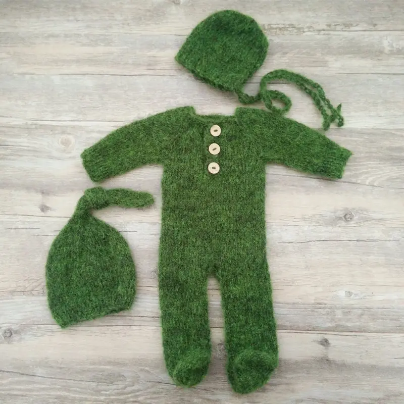 Puntelli per fotografia neonato, pagliaccetto con piedi in mohair per bambini con cappello a pelo per oggetti di scena per la fotografia del bambino