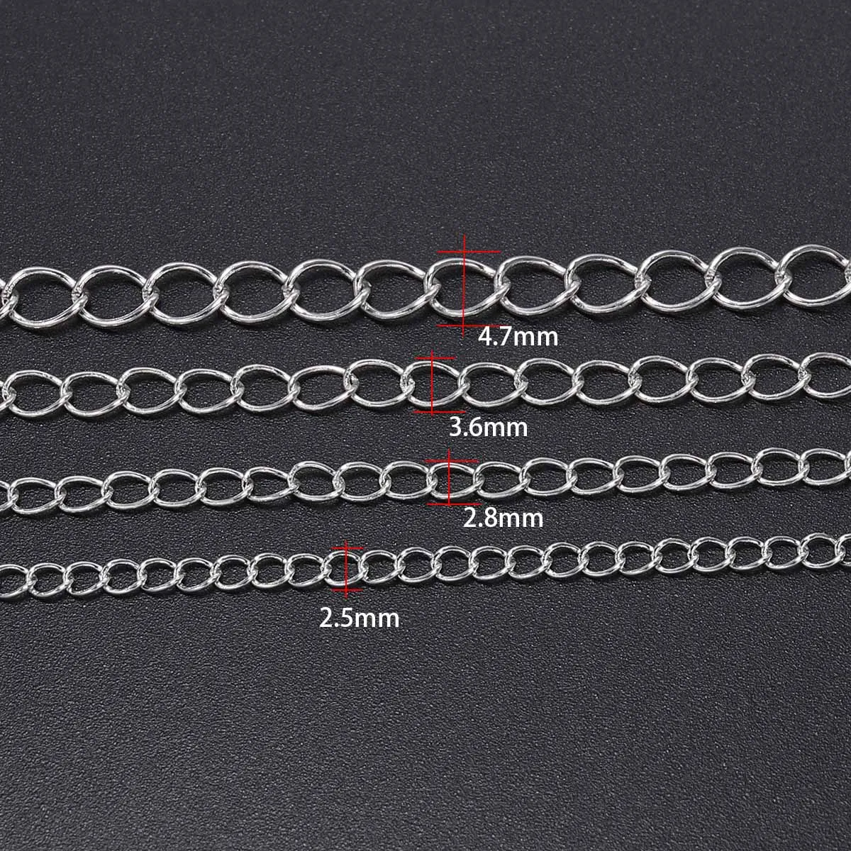 5 m/lot  2.5 2.8 3.6 4.8 mm Extended Extension Necklace Chains Tail Extender Chain For DIY Jewelry Making Findings Accessories