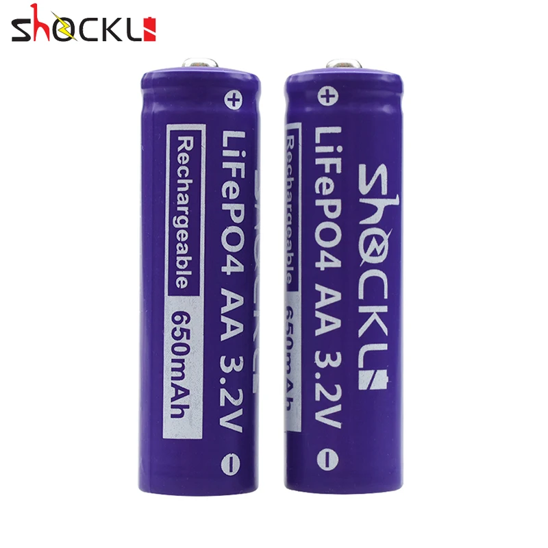 4PCS Shockli 3.2V LiFePO4 battery AA 14500 rechargeable battery  650mAh lithium battery for Camera and Solar led lights