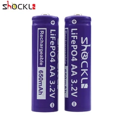 4PCS Shockli 3.2V LiFePO4 battery AA 14500 rechargeable battery  650mAh lithium battery for Camera and Solar led lights