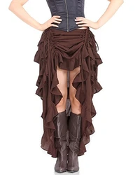 Adult Women Sexy Gothic Steampunk Victorian Corset Skirt Ruffled Burlesque Asymmetrical Skirt