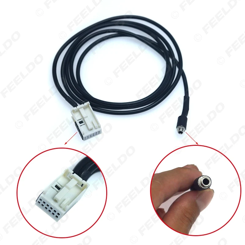 FEELDO Car 3.5mm Female To AUX-IN Audio Wire Cable Adapter for Audi A4 A3 A6 TT A8 S4 Extension Plug Wiring