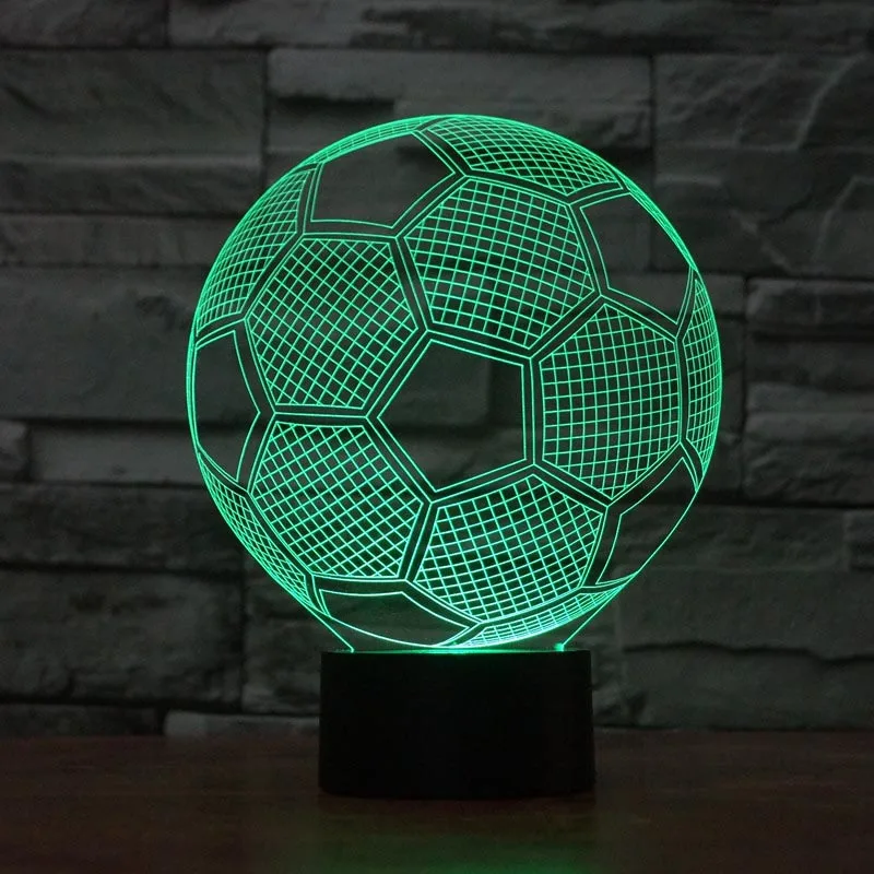 Football 3D colorful lights, gradual LED illusion light, visual stereo 3D give children the best gift