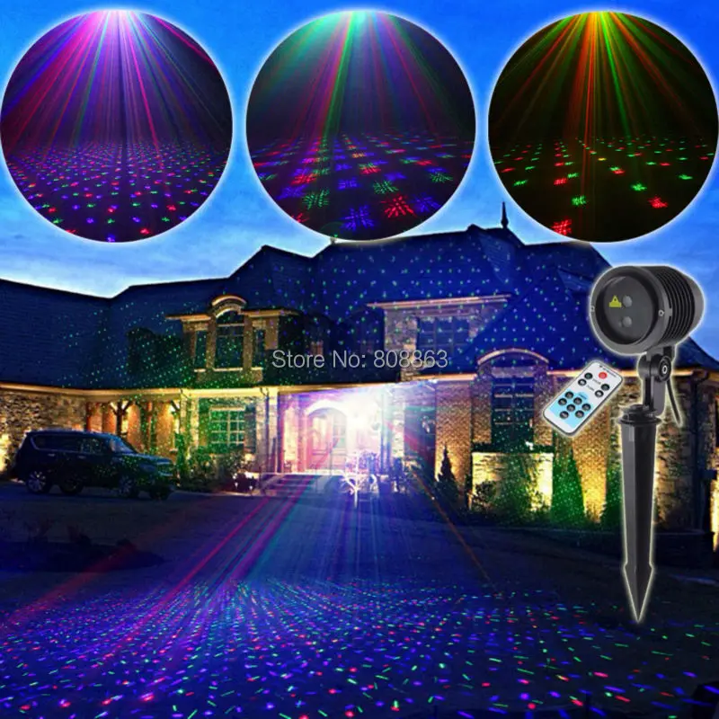 ESHINY Outdoor RGB Laser Full Stars Sky Patterns Projector House Party Xmas DJ Wall Tree Landscape Garden Waterproof Light T71D2