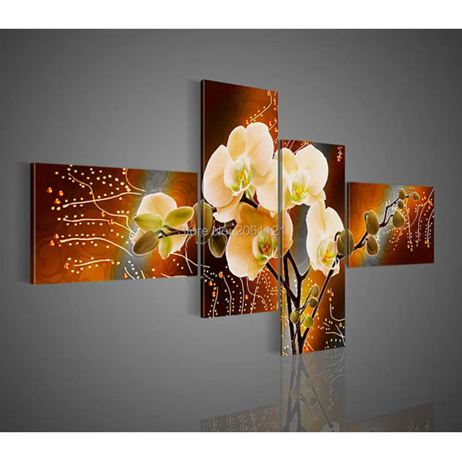 

modern orchid painting yellow brown flower canvas oil painting hand painted wall pictures home decoration pieces gifts