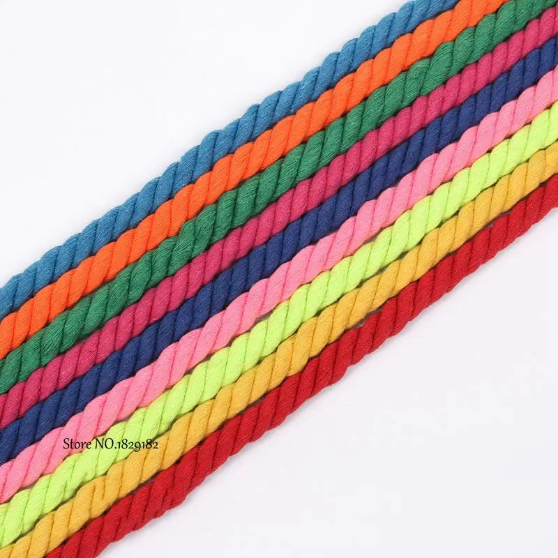 New 12mm 100% Cotton  3 Shares Twisted Cotton Cords  DIY Craft Decoration Rope Cotton Cord for Bag Drawstring Belt 15 Colors