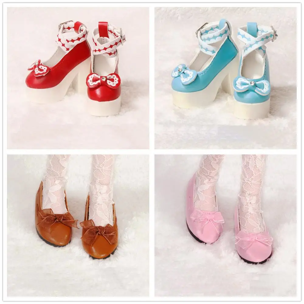 Fashion BJD Doll Shoes White/Pink/Blue/Purple/Red Mini Girl Leather Shoes for Doll 7cm Foot 1/3 Bjd Dolls Accessories Toys