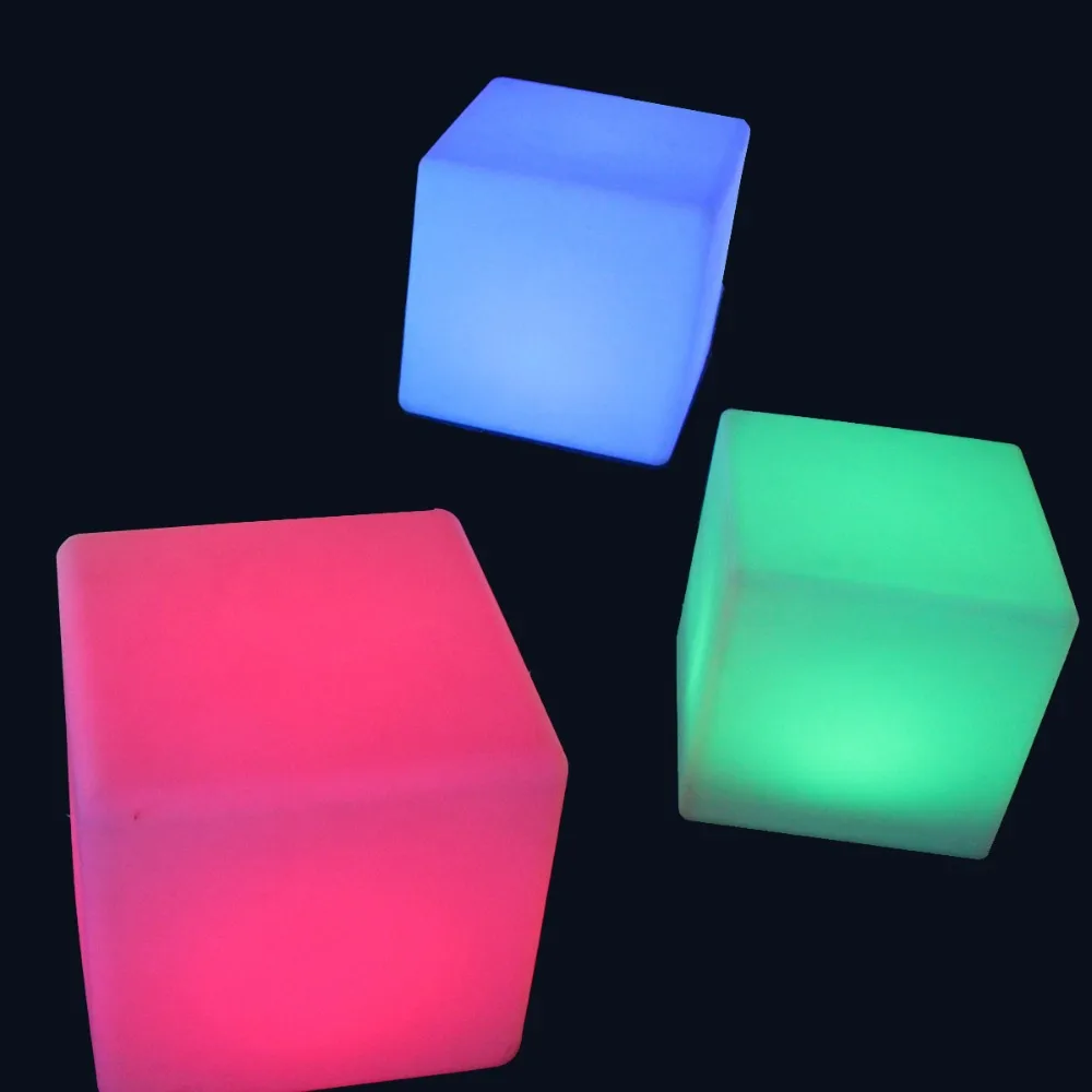 20cm Lounge Colored PE RGB LED Cubes grow cube chair light stool cube led cube chair free shipping 50pcs