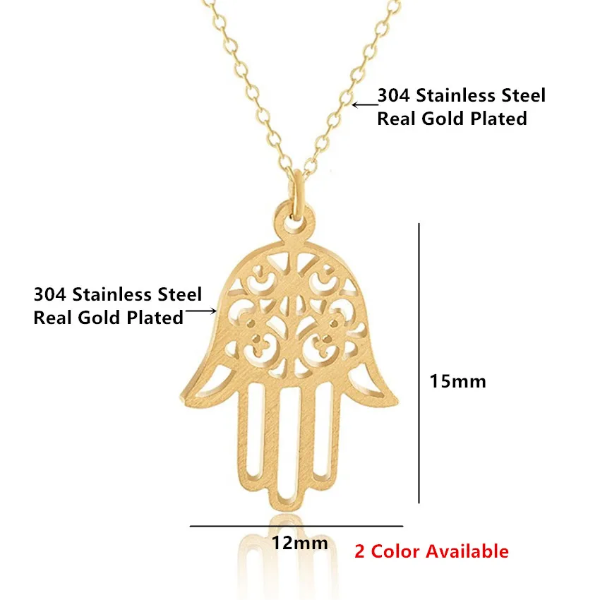 V Attract Stainless Steel Luck Hasma Hand Pendant Necklace Yoga Jewelry Women 2020 Long Chain Collares Choker Christmas Gift image 2