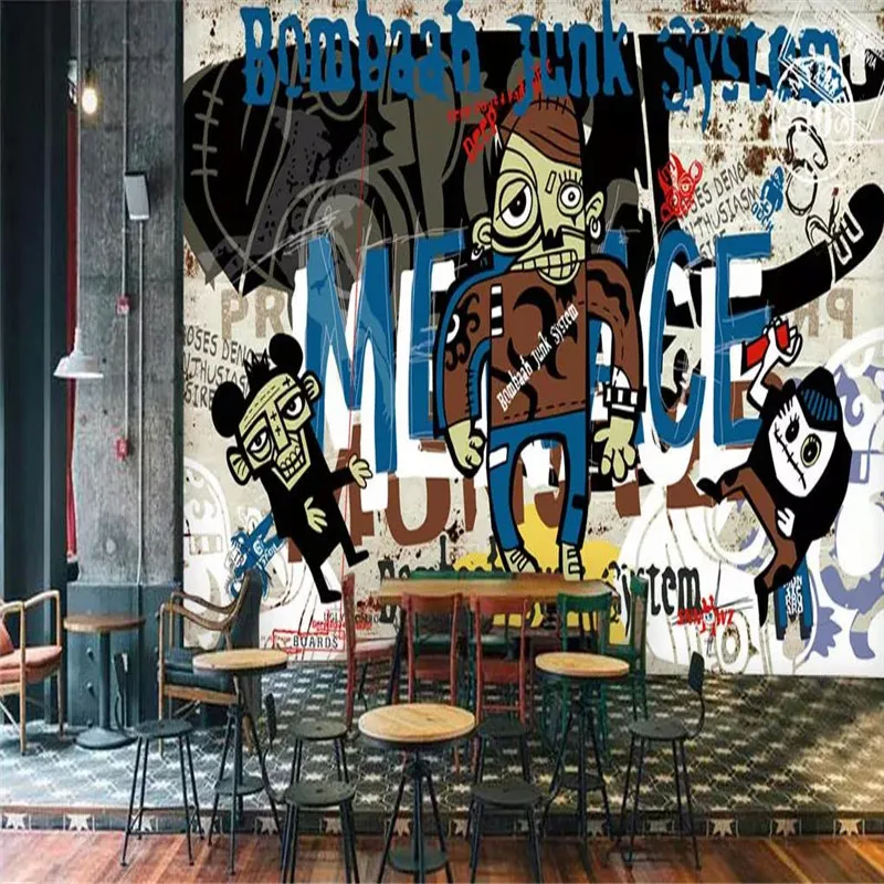 Custom Mural Wallpaper Stereo Trend Street Graffiti Bar Ktv Background Wall