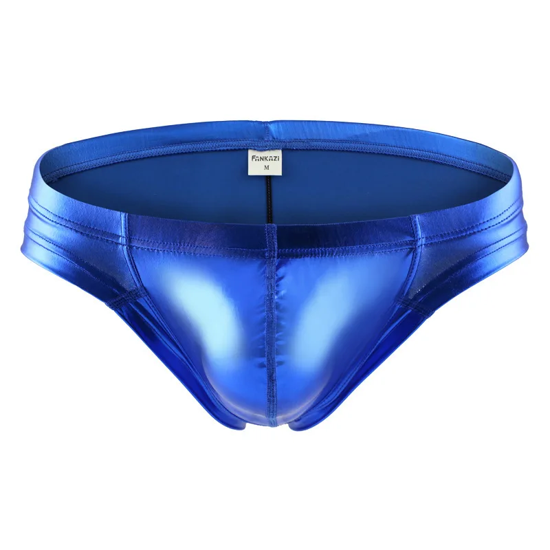 Male Underwear Imitation Leather Ropa Interior Hombre Shiny Gay Sexy Underwear Underpants Briefs Men Slip Homme Cuecas