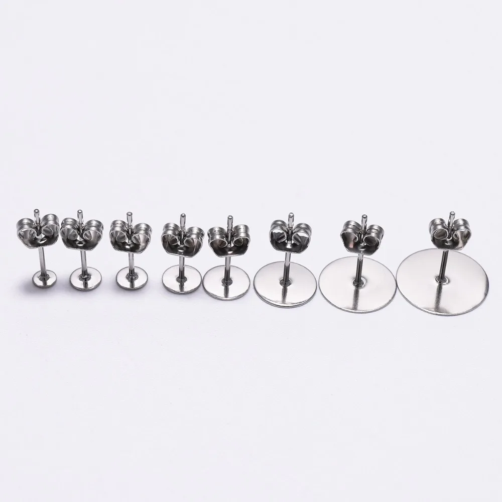 20-100 teile/los Gold Edelstahl Blank Post Ohrring Bolzen Basis Pins Mit Ohrring Stecker Erkenntnisse Ohr Zurück Für DIY Schmuck Machen – Detail 11