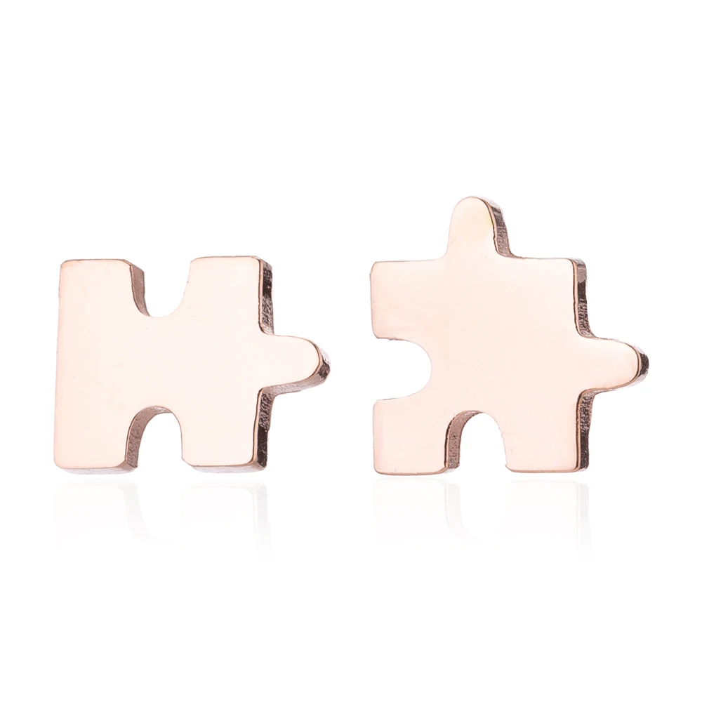 Personalize Unique Designed Puzzle Stud Earrings Stainless Steel Jigsaw Jewelry For Women Girls Day Gift Pendientes Mujer