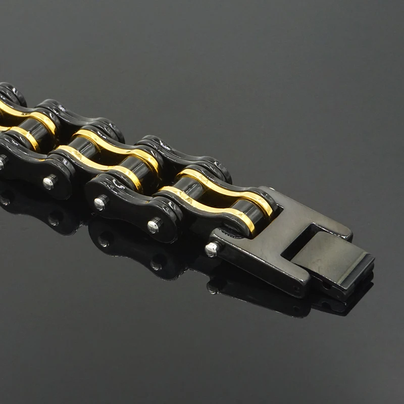 Mens Chain Bracelets/Bangles, Biker/Bicycle/Motorcycle Chain Link Gold Bracelets for Men Stainless Steel Punk Jewelry Gift image 3