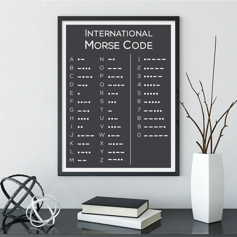 Morse Code Poster and Print Modern Minimalist Wall Art Canvas Painting Black White Picture for Living Room Home Decor