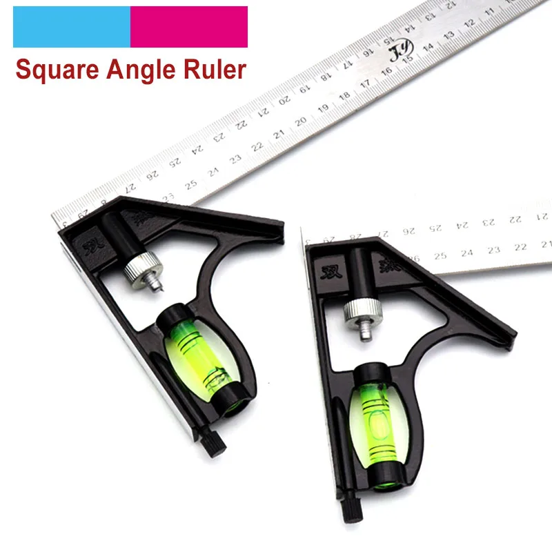 1Pcs 300Mm Verstelbare Hoek Heerser Rvs Ingenieurs Combinatie Proberen Vierkante Set Rechts Multi-Functionele Meetinstrumenten