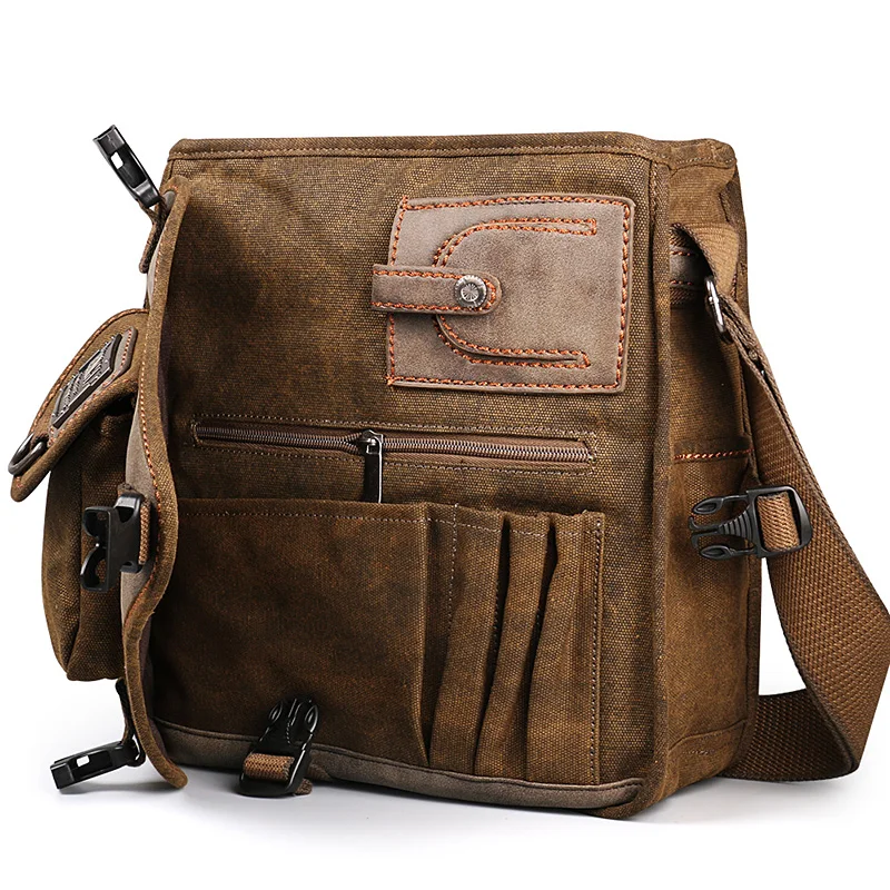 shou Ruil Retro Canvas Shoulder Bags Multifunction Man Leisure Tooling Messenger Package Vintage Handbag European American Style