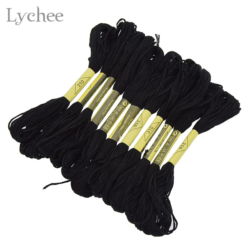 Lychee Life Black Cross Stitch Embroidery Thread DIY Handmade Sewing Craft Accessories