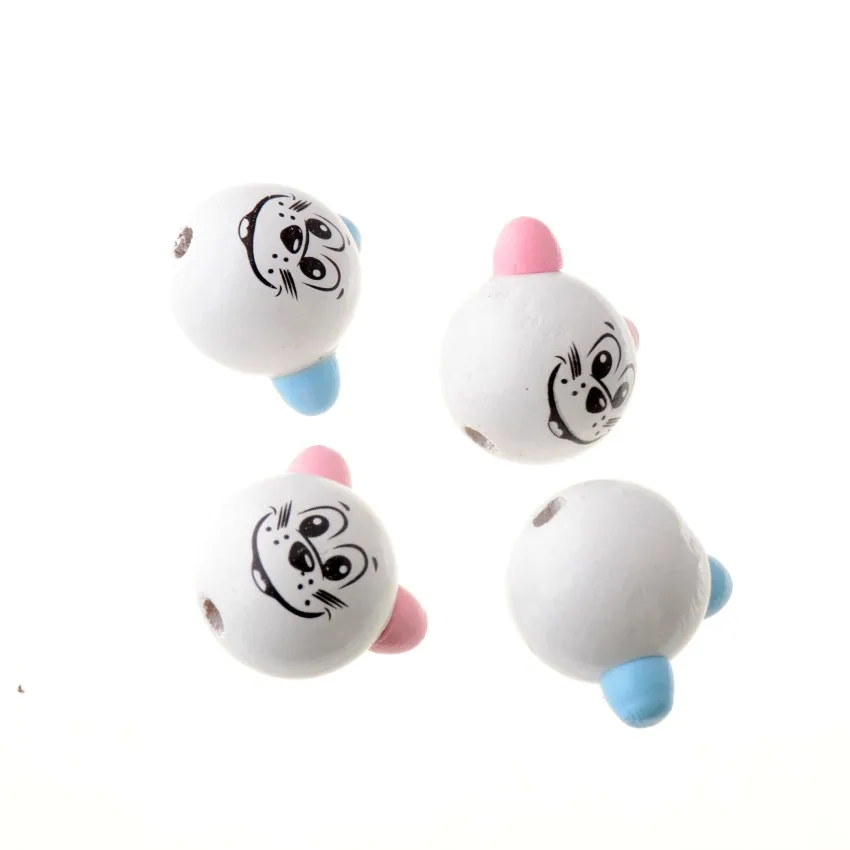 Free shipping -10PCs Lovely Animal Cat Wood Beads 27x28mm