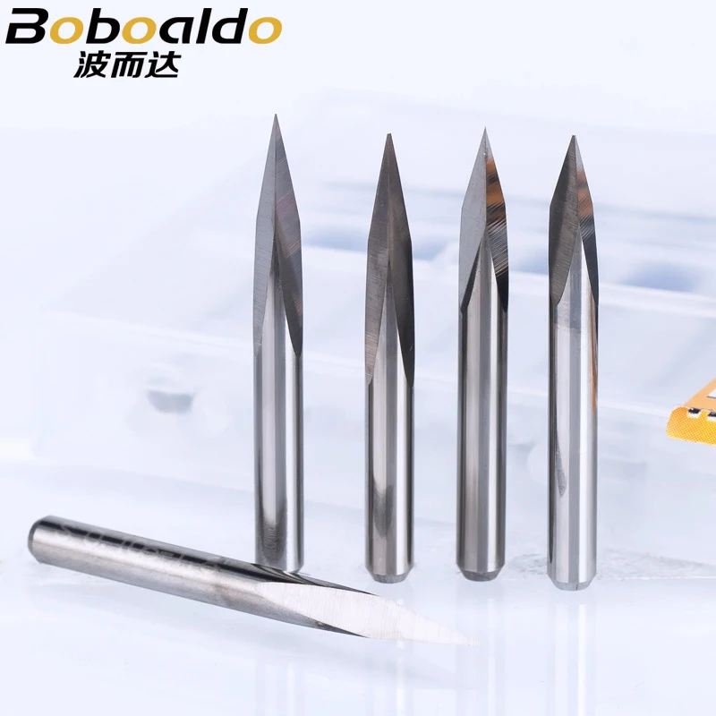 10pc/lot 3.175mm 3 Edge Carbide Pypamid bits CNC Engraving Bits Router Machine 3 face Stone Carving Woodworking Tools
