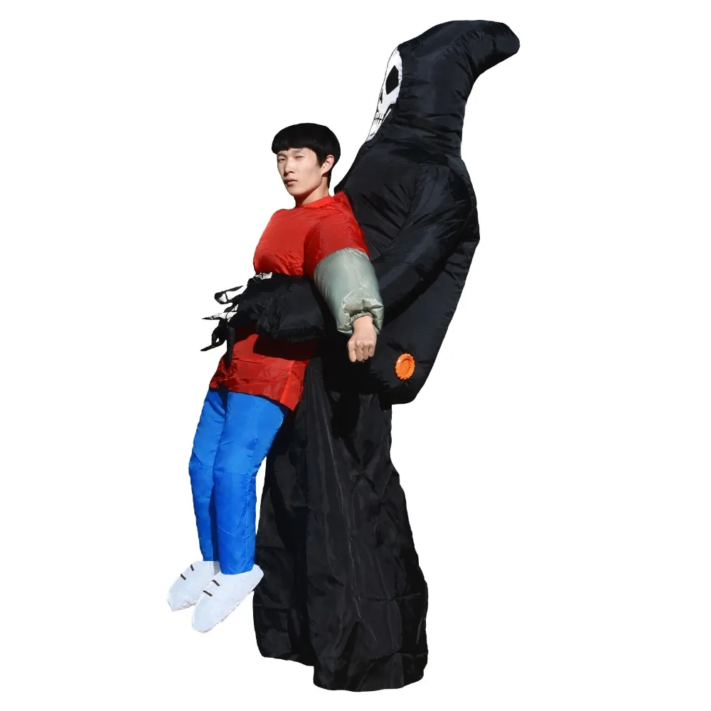 Grim reaper adulto criança unisex inflável demônio azrael traje da morte halloween horror mal traje cosplay diabo fantasia ternos